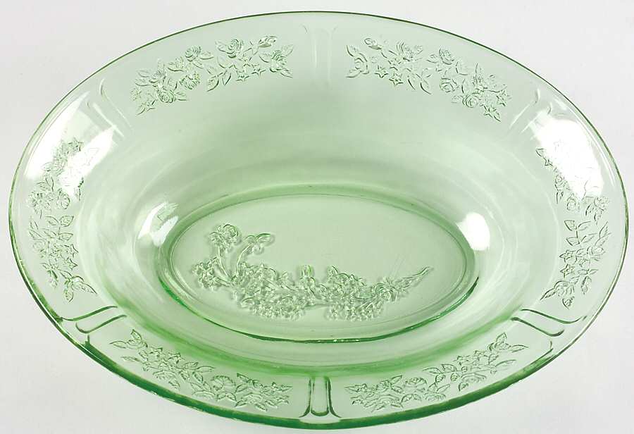 Sharon Green Oval Vegetable Bowl by Federal Glass -1