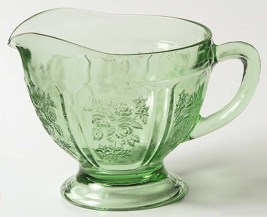 Sharon Green Footed Creamer by Federal Glass -1