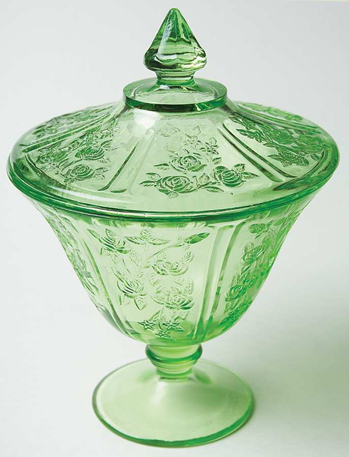 Sharon Green Candy Jar & Lid by Federal Glass -1
