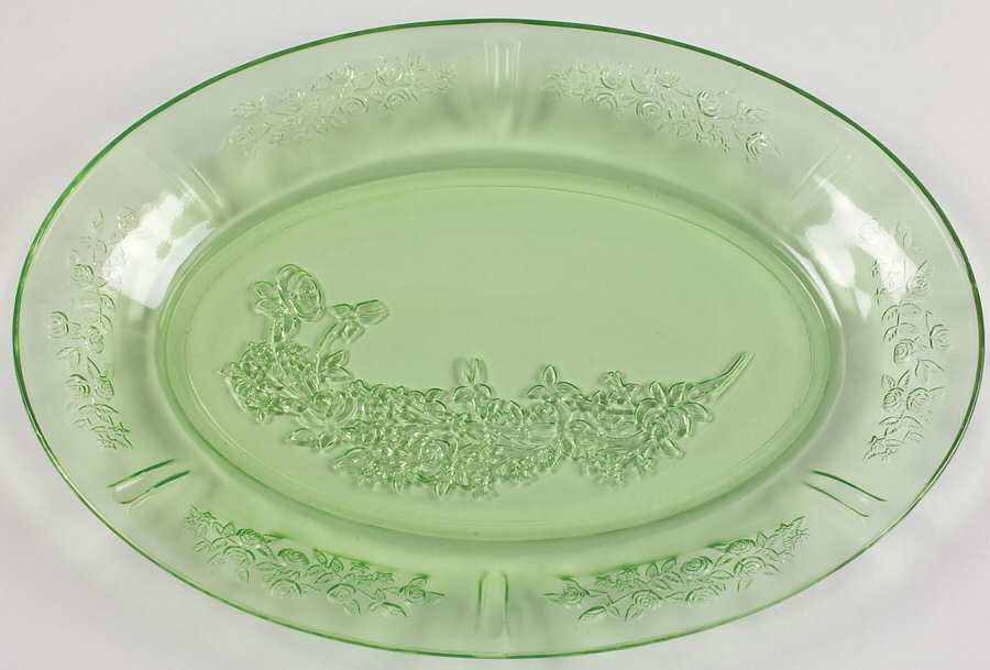 Sharon Green 12" Oval Platter by Federal Glass -1