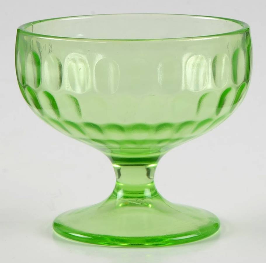Thumbprint Green Champagne/Tall Sherbet by Federal Glass -1