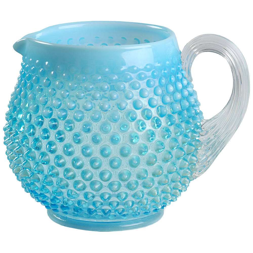 Hobnail Blue (Opalescent) 4" Ribbed Handled Jug by Fenton-1