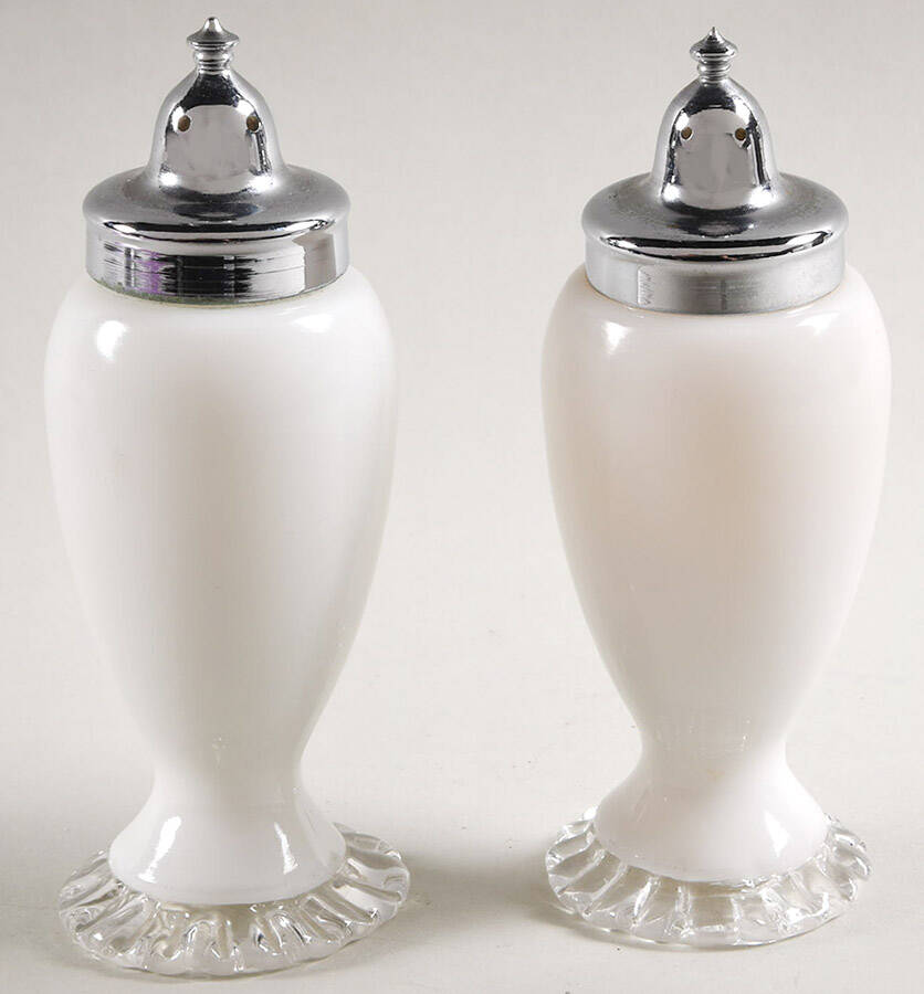 Silver Crest Footed Shaker Set & Metal Lids by Fenton-1