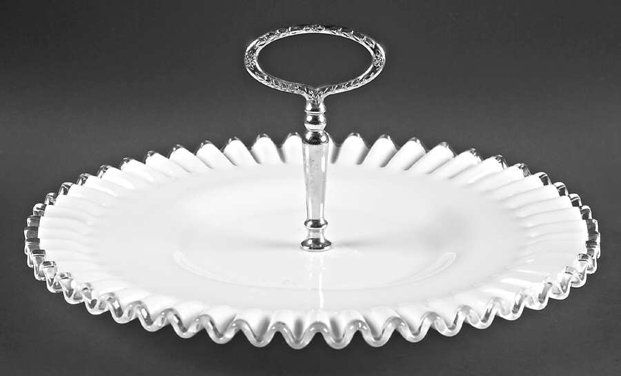 Silver Crest Sandwich Plate with Metal Handle by Fenton-1