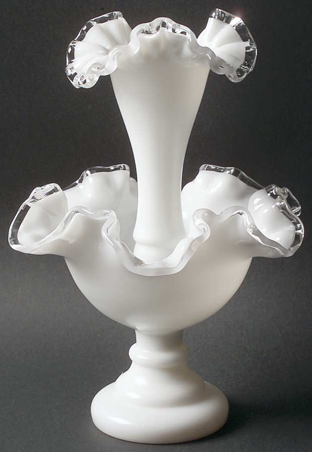 Silver Crest Footed Epergne Bowl with Vase by Fenton-1
