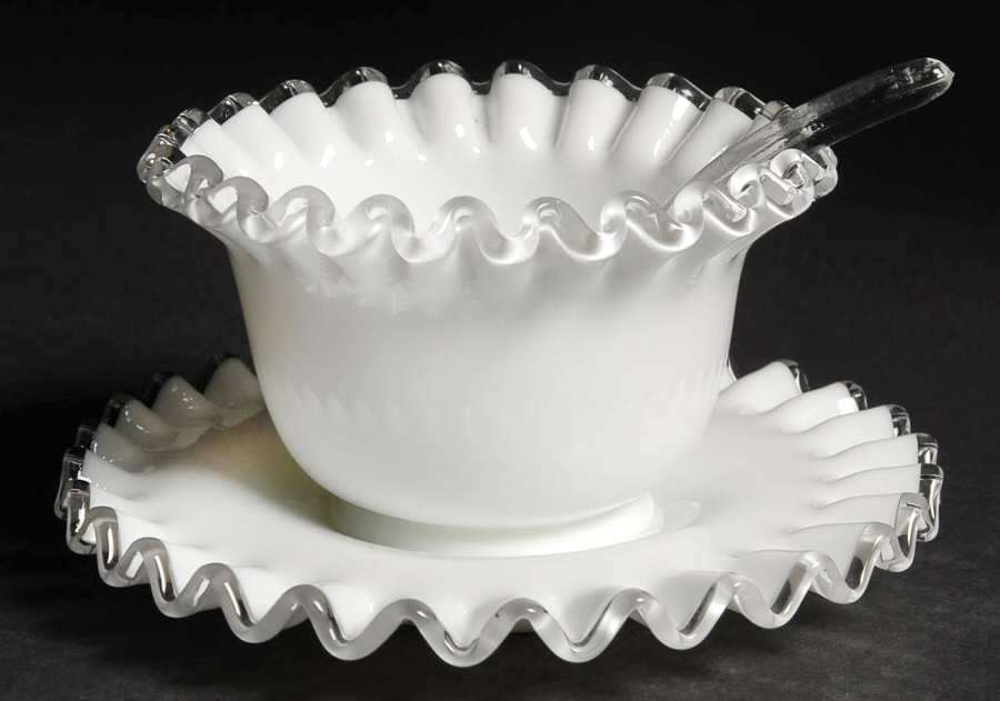 Silver Crest Mayonnaise Bowl, Underplate and Ladle by Fenton-1