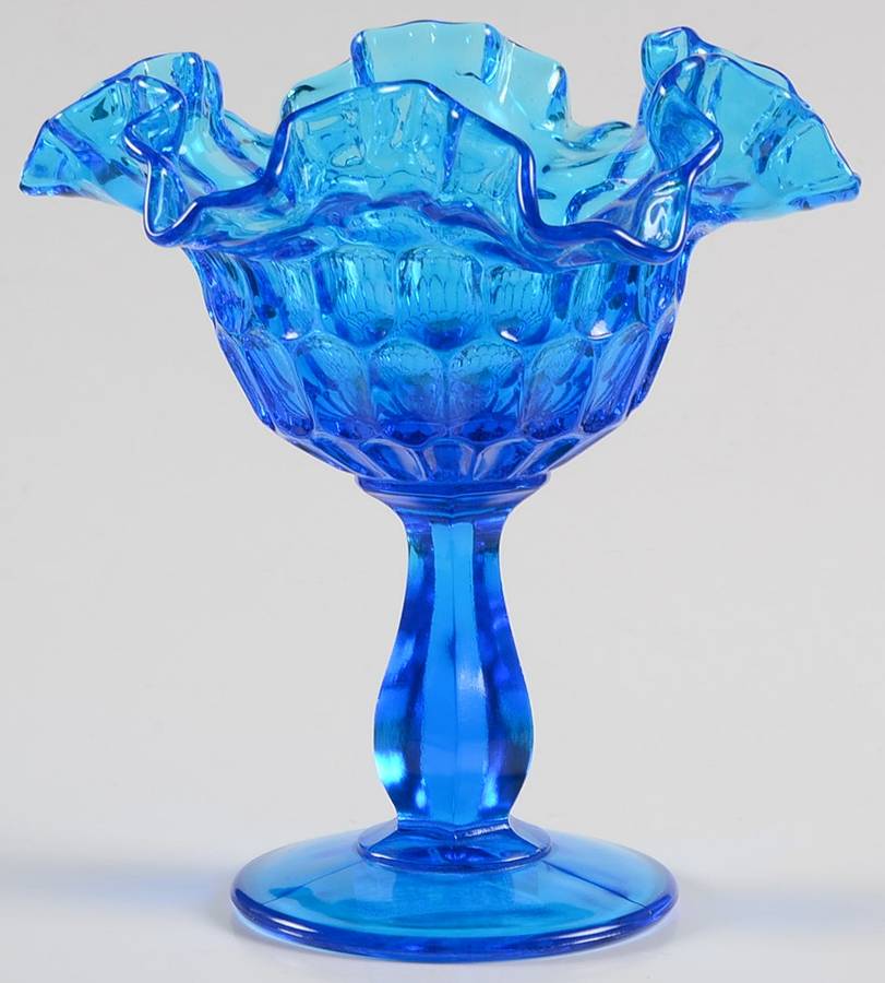 Thumbprint Colonial Blue Round Compote (Height X Width) by Fenton-1