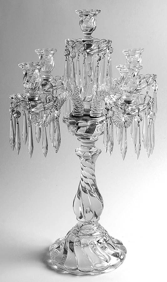 Colony 5 Light Candelabra w/5 Bobeches & 50 Prisms by Fostoria-1
