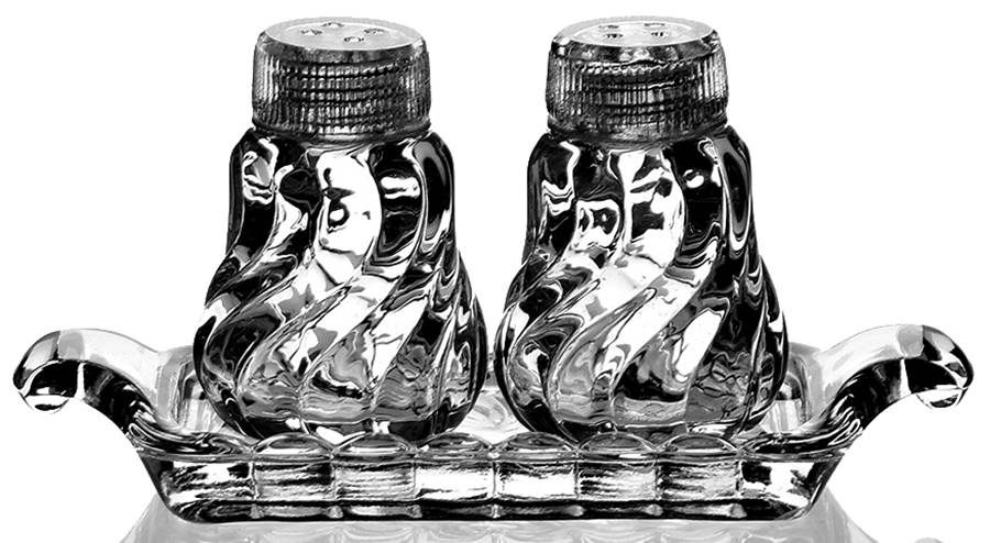 Colony Mini Shaker Set w/Tray & Glass Lids by Fostoria-1