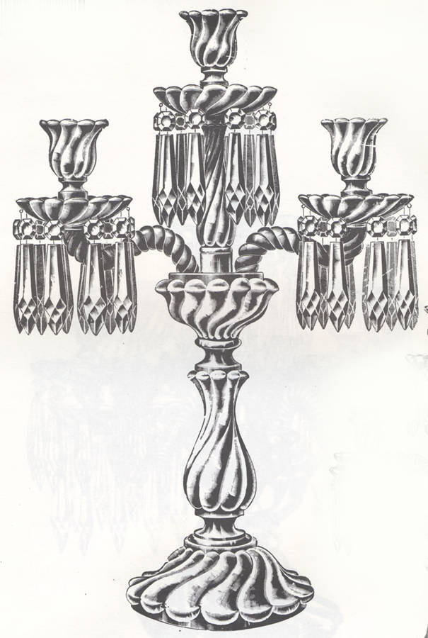 Colony 3 Light Candelabra w/3 Bobeches & 30 Prisms by Fostoria-1
