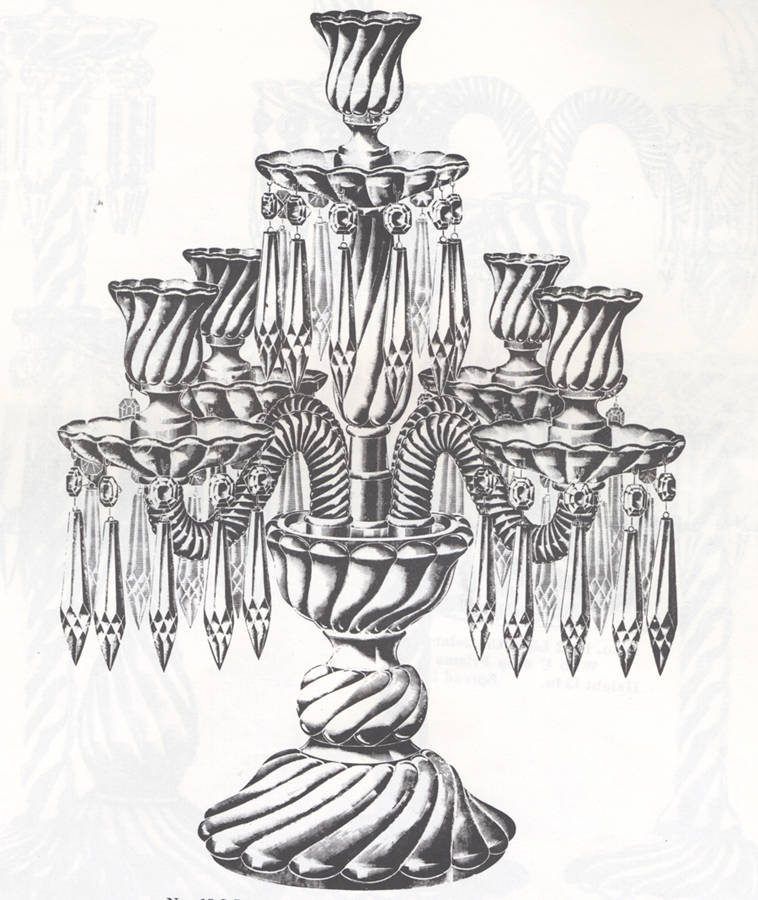 Colony 18" 5 Light Candelabra with Bobeches & Prisms by Fostoria-1