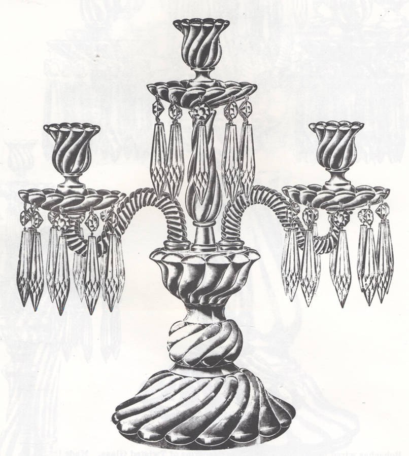 Colony 18" 3 Light Candelabra with Bobeches & Prisms by Fostoria-1