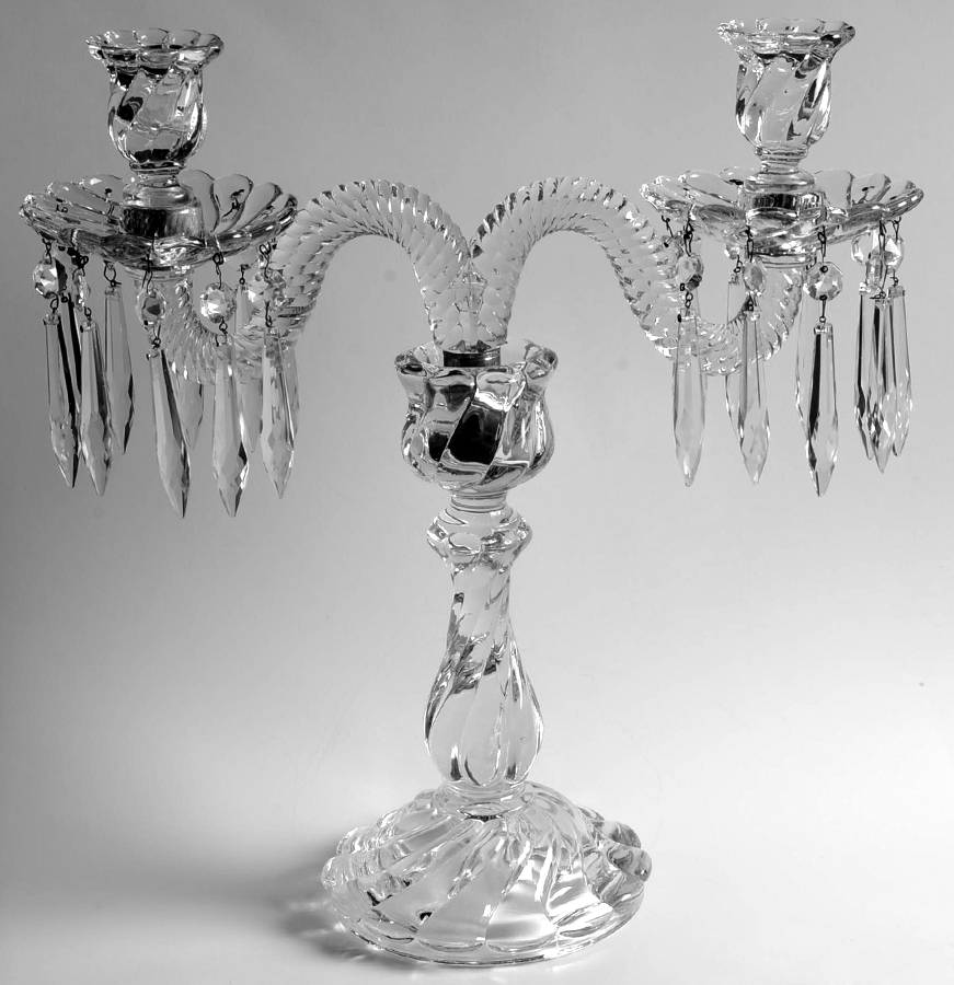 Colony 14" 2 Lightt Candelabra W/2 Bobeche & 20 Prisms by Fostoria-1