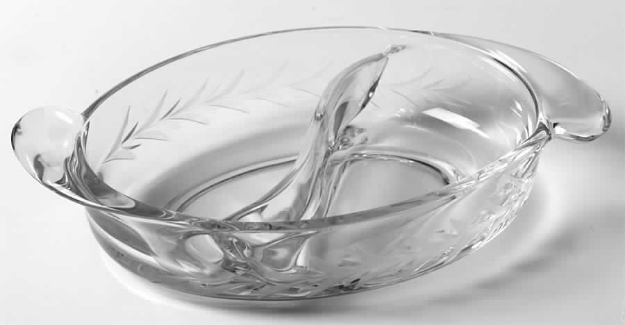 Holly Clear (Stem 6030) 8" Oval 2 Part Relish by Fostoria-1
