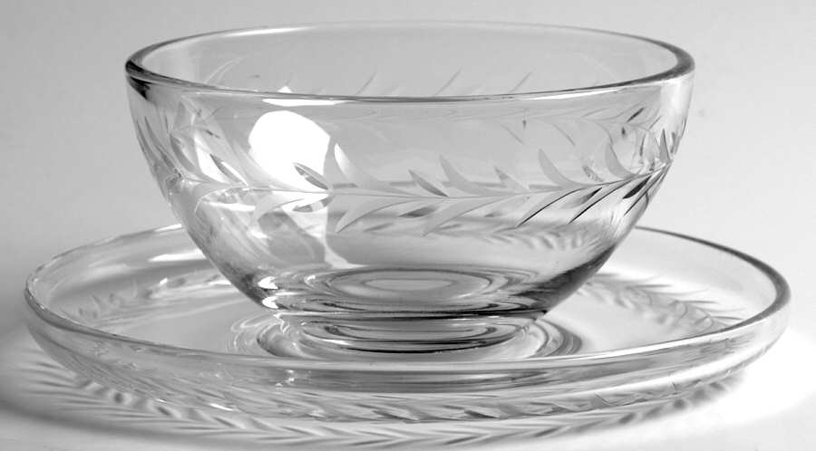 Holly Clear (Stem 6030) Mayonnaise Bowl and Underplate by Fostoria-1