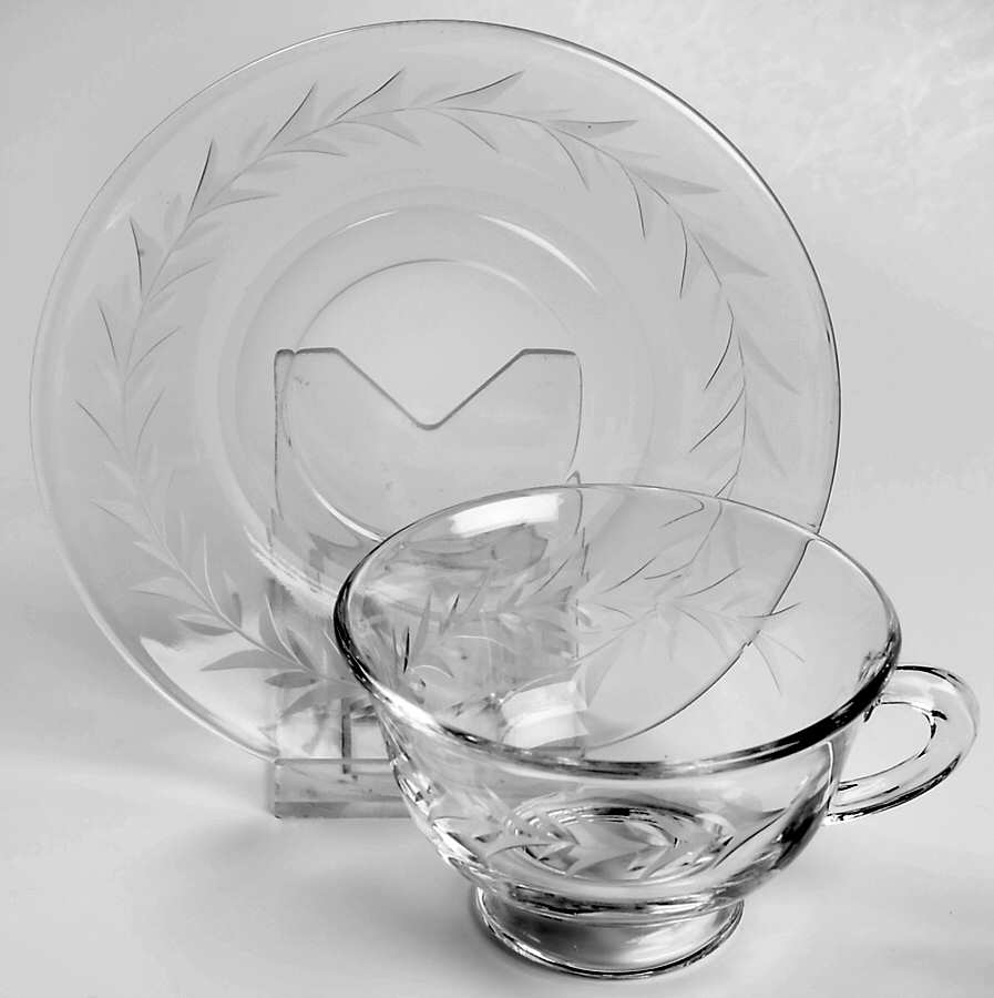 Holly Clear (Stem 6030) Cup & Saucer Set by Fostoria-1