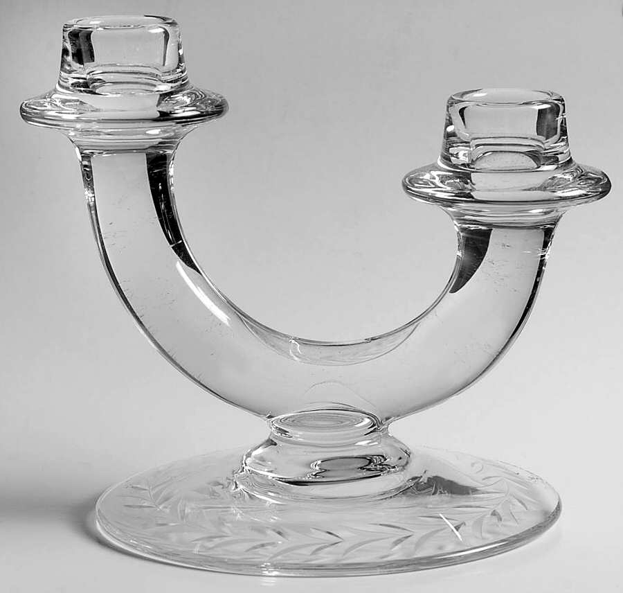 Holly Clear (Stem 6030) Double Light Candlestick by Fostoria-1