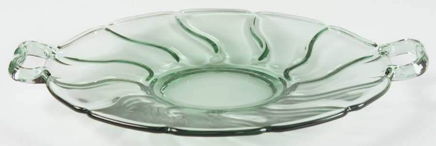 Jamestown Green Handled Cake Plate by Fostoria-1
