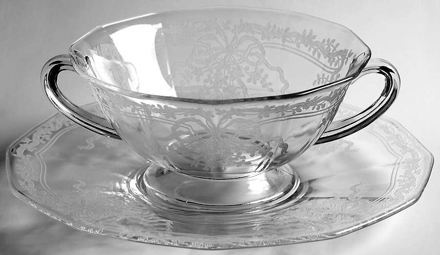 June Clear Cream Soup & Saucer Set by Fostoria-1