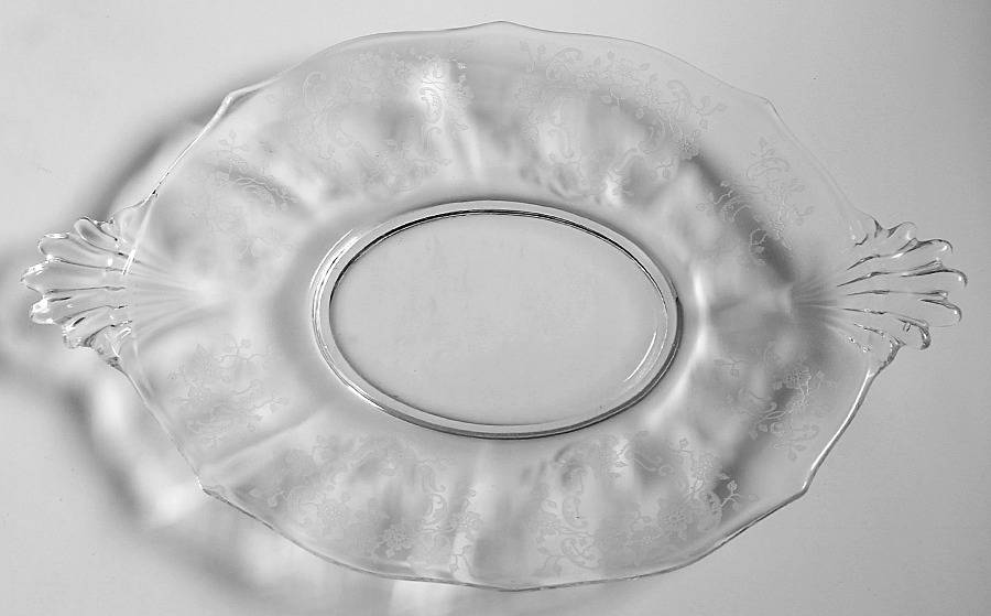 Meadow Rose Clear 8" Oval Handled Tray (Baroque Shape) by Fostoria-1