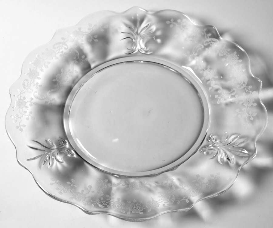 Meadow Rose Clear Baroque Shape Luncheon Plate by Fostoria-1