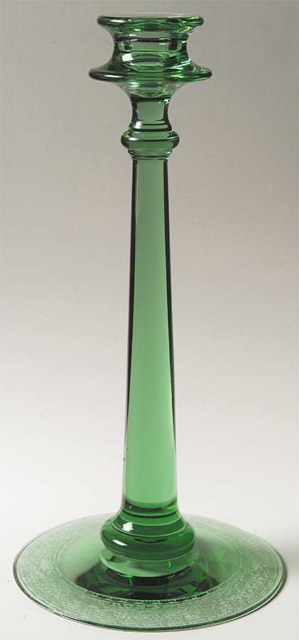 Royal Green 11" Tall Single Light Candlestick by Fostoria-1