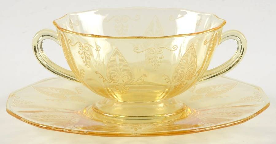 Trojan Topaz Cream Soup & Saucer Set by Fostoria-1