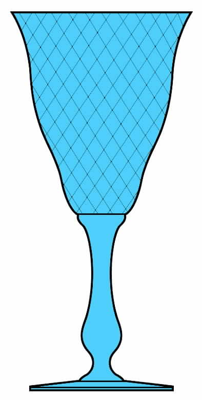FRY1-1-BLUE (DIAMOND OPTIC) Water Goblet by Fry-1