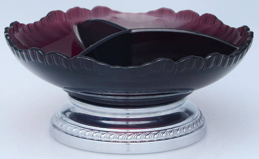 Farber Crystal (Chrome) 6" Round 3 Part Relish with Chrome Base by Farber Brothers-1