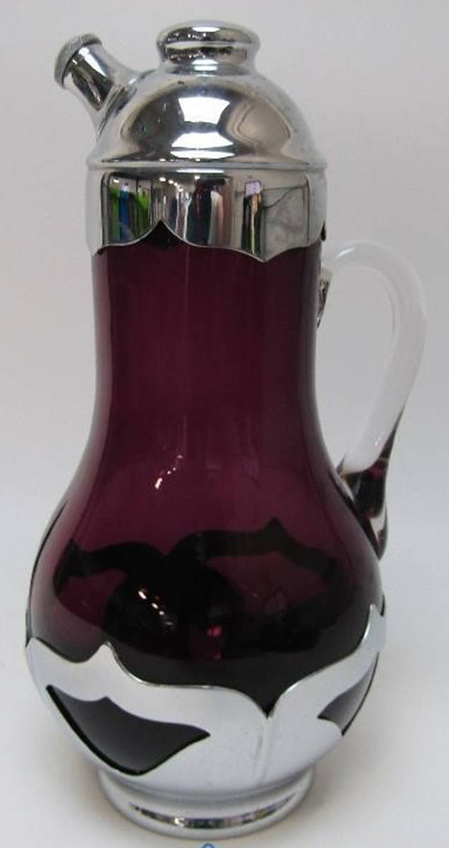 Farber Crystal (Chrome) Amethyst Cocktail Pitcher by Farber Brothers-1