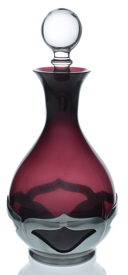 Farber Crystal (Chrome) Decanter & Stopper by Farber Brothers-1