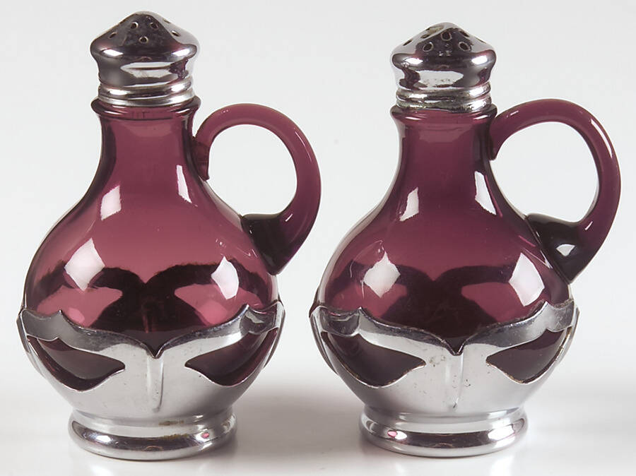 Farber Crystal (Chrome) 5874 Amethyst Shaker Set with Lids by Farber Brothers-1