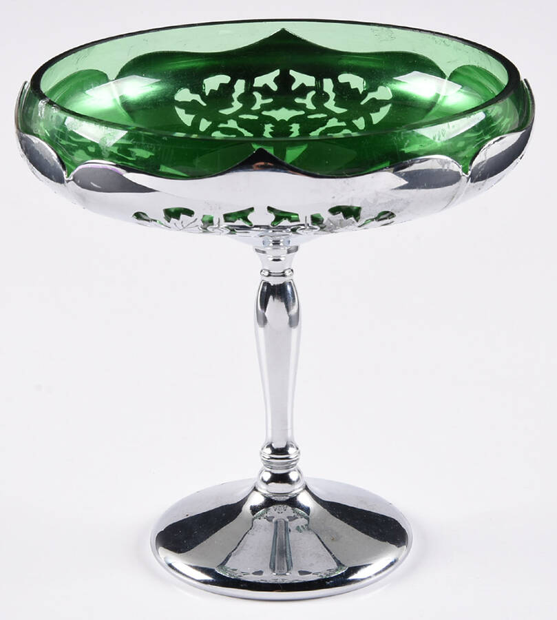 Farber Crystal (Chrome) Round Compote (Height X Width) by Farber Brothers-1