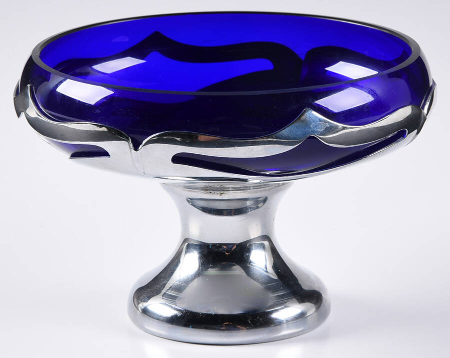Farber Crystal (Chrome) Low Round Compote (Height X Width) by Farber Brothers-1
