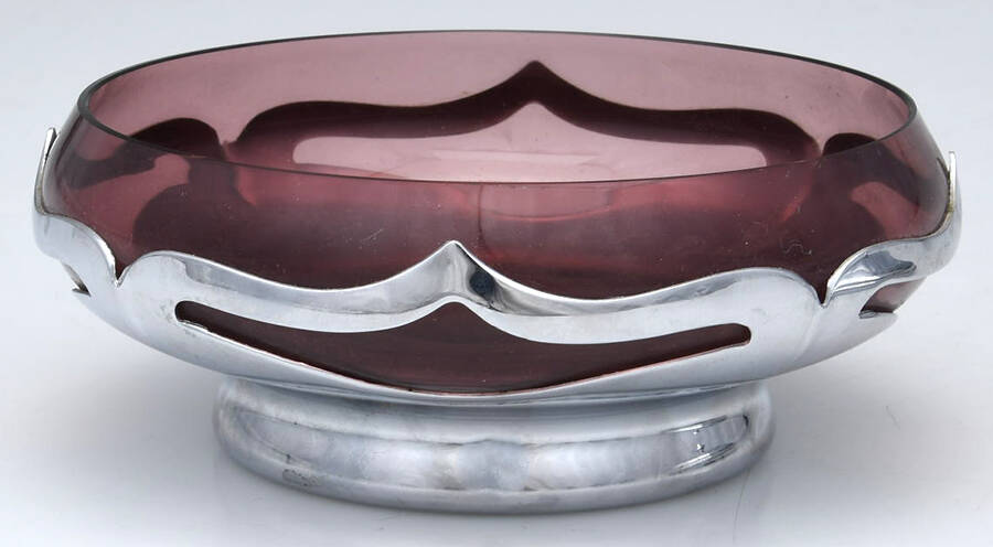Farber Crystal (Chrome) Candy Dish No Lid by Farber Brothers-1