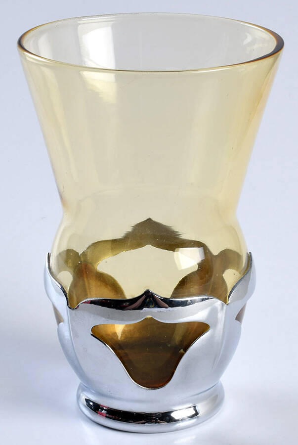 Farber Crystal (Chrome) 12 Oz Amber Flat Tumbler by Farber Brothers-1