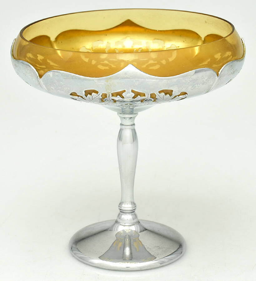 Farber Crystal (Chrome) Round Compote (Height X Width) by Farber Brothers-1