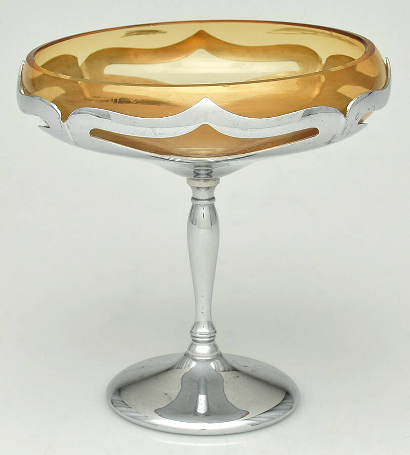 Farber Crystal (Chrome) Round Compote (Height X Width) by Farber Brothers-1
