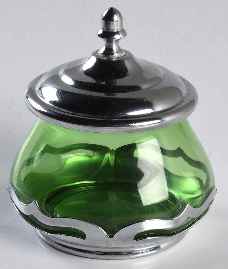 Farber Crystal (Chrome) Sugar Bowl & Lid by Farber Brothers-1