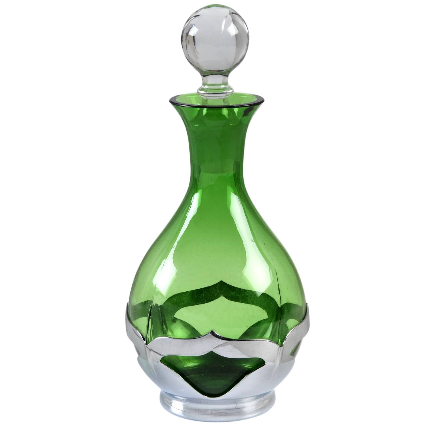 Farber Crystal (Chrome) Decanter & Stopper by Farber Brothers-1