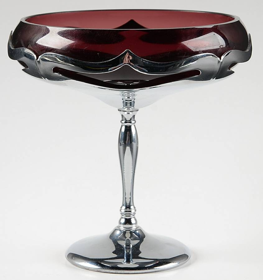 Farber Crystal (Chrome) Round Compote (Height X Width) by Farber Brothers-1