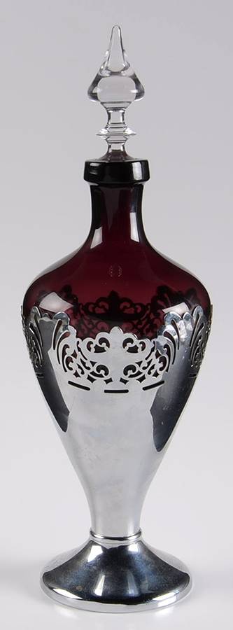 Farber Crystal (Chrome) Decanter & Stopper by Farber Brothers-1