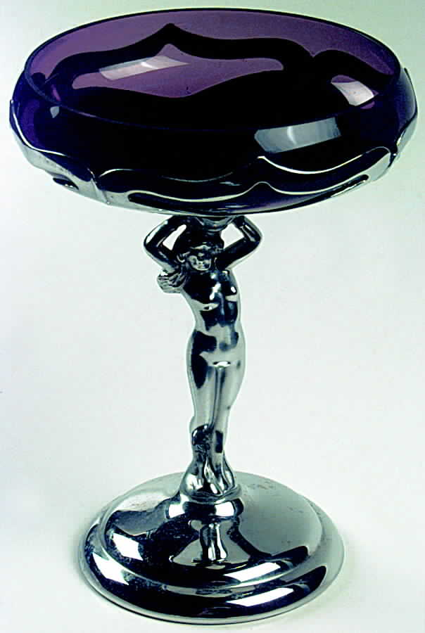 Farber Crystal (Chrome) 7" Nude Stem Open Compote by Farber Brothers-1