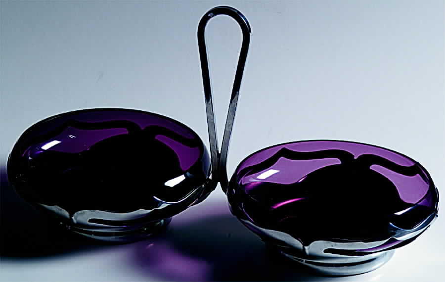 Farber Crystal (Chrome) Double Bon Bon with Metal Handle by Farber Brothers-1