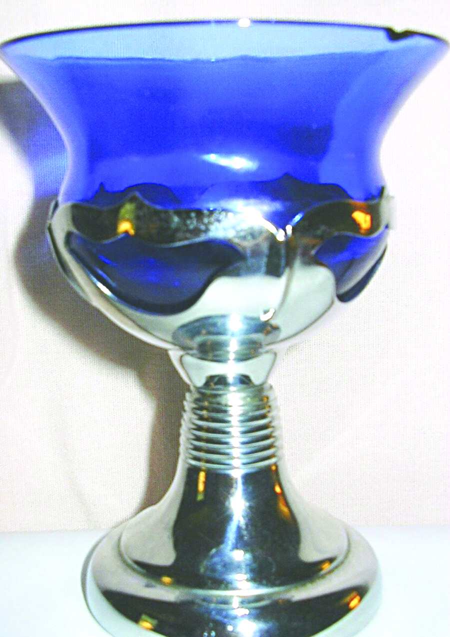 Farber Crystal (Chrome) Royal Blue Liquor Cocktail by Farber Brothers-1