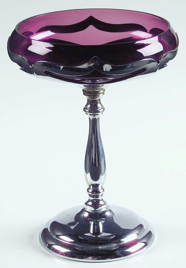 Farber Crystal (Chrome) Round Compote (Height X Width) by Farber Brothers-1