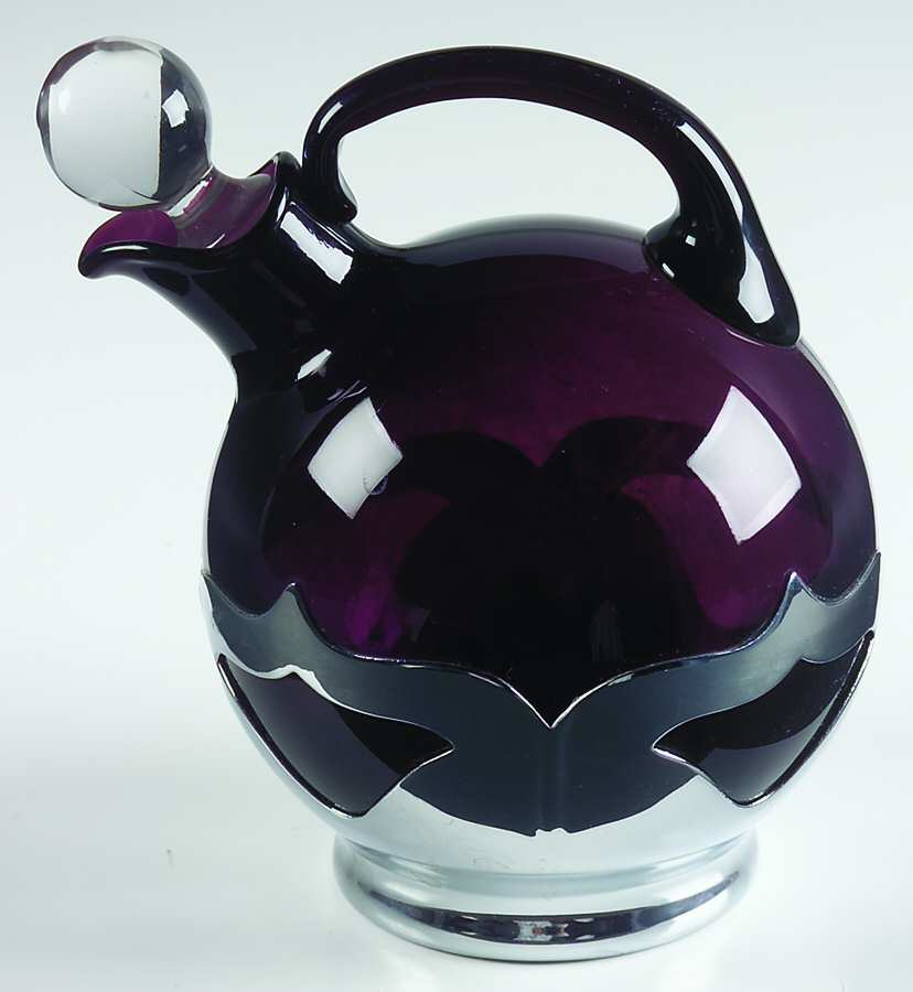 Farber Crystal (Chrome) Decanter & Stopper by Farber Brothers-1