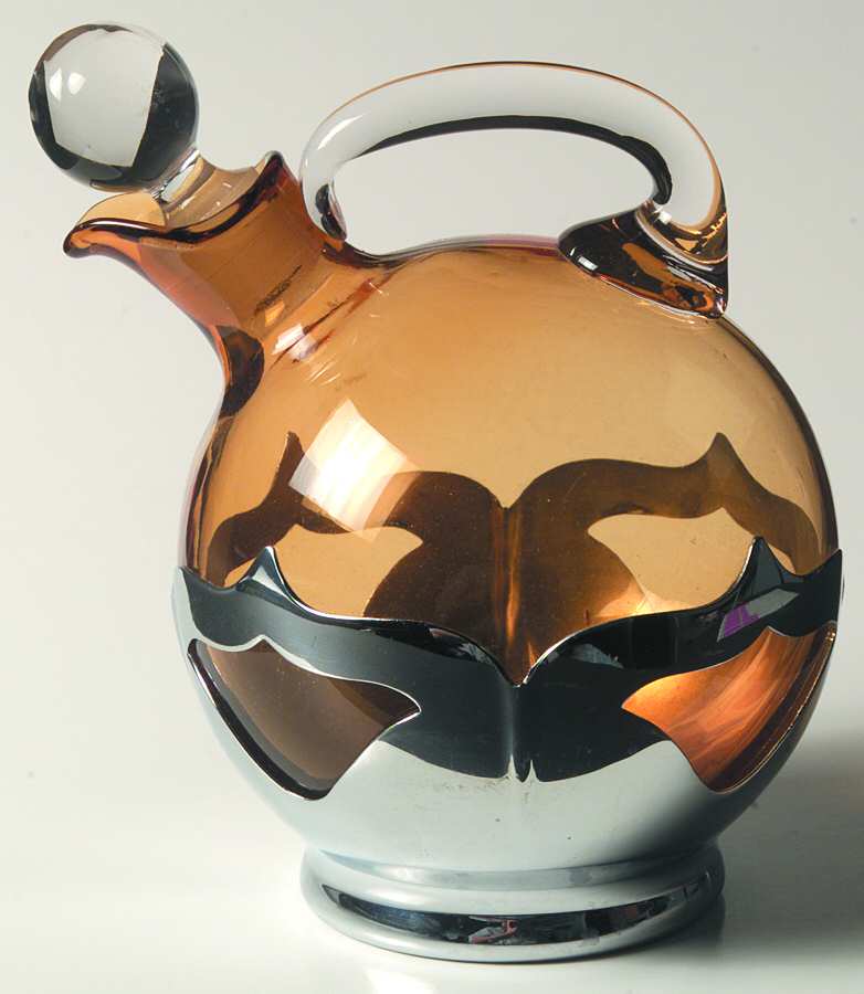 Farber Crystal (Chrome) Decanter & Stopper by Farber Brothers-1