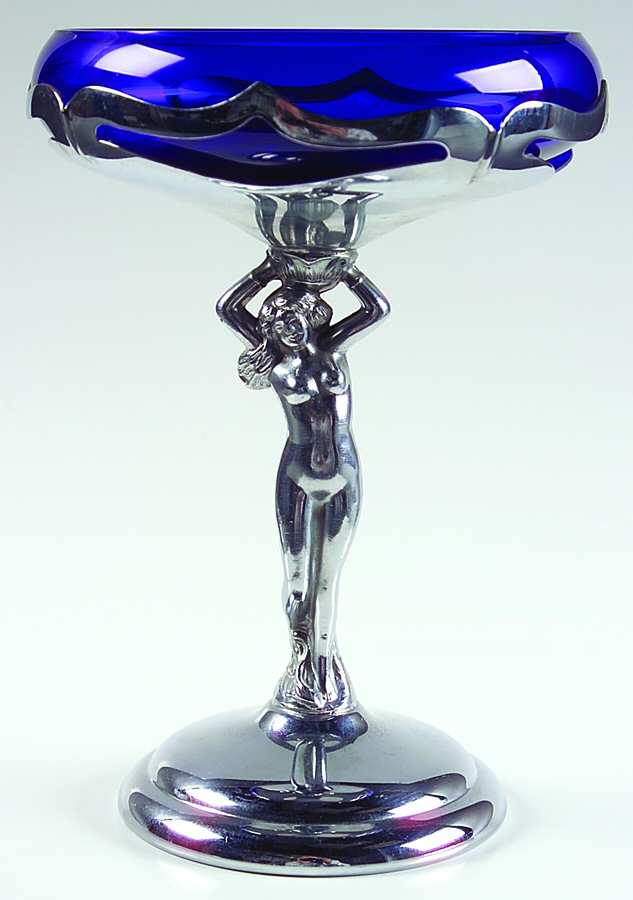 Farber Crystal (Chrome) Nude Stem Compote with Liner (Height X Width) by Farber Brothers-1