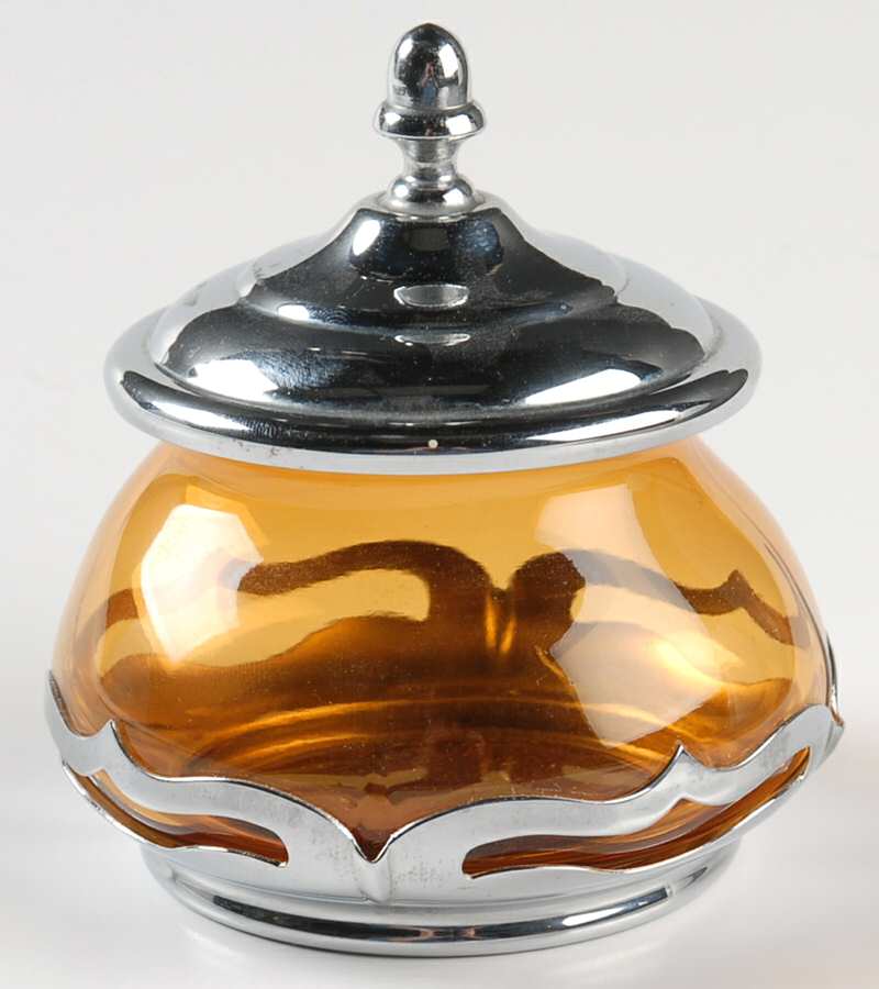 Farber Crystal (Chrome) Sugar Bowl & Lid by Farber Brothers-1